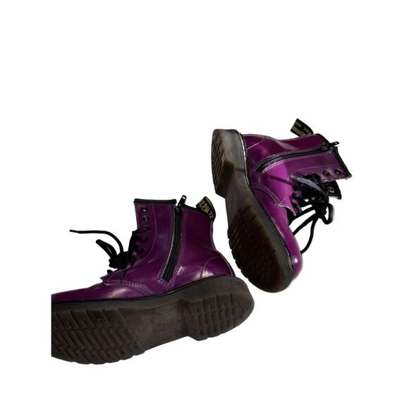 Dr. Martens JUNIOR 1460 Purple & Black Patent Leather Lace Up Boots size 2 - Picture 6 of 12